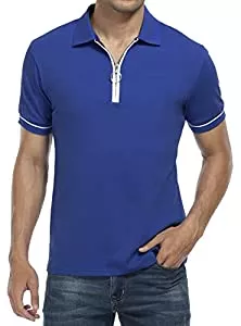 HAUSEIN Poloshirts Herren Poloshirts Kurzarm mit 1/4 Reißverschluss V Ausschnitt Polo Shirts Sommer Golf Sport T Shirts