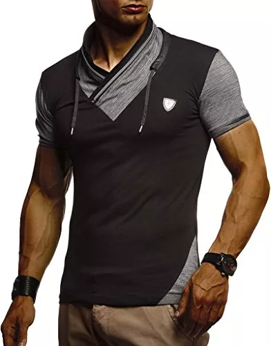 Leif Nelson T-Shirts Leif Nelson-T Shirt Herren für Sports & Outdoor | Sportshirt Herren Kurzarm & Slim Fit Tshirt Herren | Teil der Herren Sportbekleidung | Stehkragen T-Shirt | Activewear & Gym Shirt für Herren LN-805