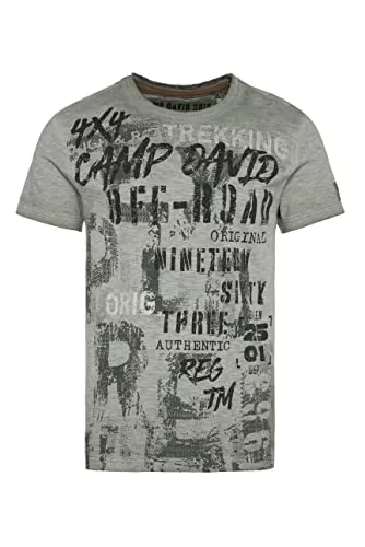 Camp David T-Shirts Camp David Herren T-Shirt Oil Dyed mit Vintage Print