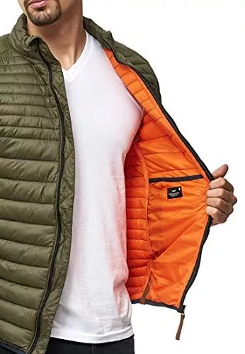 Indicode Jacken Indicode Herren Islington Steppjacke in Daunenjacken-Optik mit Stehkragen | gefütterte sportliche Übergangsjacke Moderne leichte Winterjacke modische Jacke für Männer