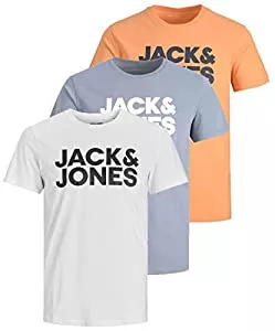 JACK & JONES T-Shirts JACK & JONES Male T-Shirt 3er-Pack klassisch Logoprint