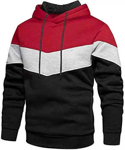 Rave on Friday Kapuzenpullover Rave on Friday Unisex Hoodie Patchwork Fleece Pullover Langarm Farbblock Sweatshirt Sport Outwear Hoody Casual Tops mit Tasche für Herren