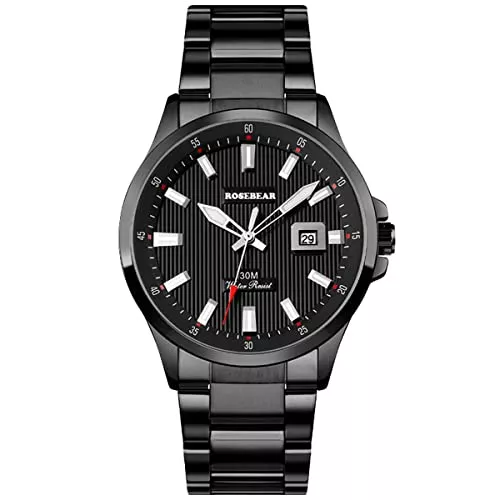 ROSEBEAR Uhren Herren Analoge Quarzuhr, Herren Automatische Armbanduhr,30m wasserdichte Herren Luxus Leuchtende Analog Business Armbanduhr Edelstahlband
