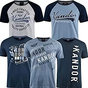 kandor T-Shirts kandor Herren T-Shirt - 5er Pack, Grafik-Tees für Männer, 100% Baumwolle Rundhals-T-Shirt, Casual T-Shirts, bedrucktes T-Shirt Mehrpack