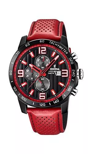 Festina Uhren Festina Unisex Erwachsene Chronograph Quarz Uhr mit Leder Armband