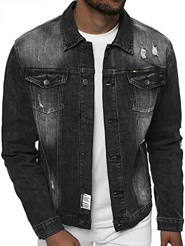 OZONEE Jacken OZONEE Herren Jeansjacke Jacke Jeans Übergangsjacke Sommerjacke Frühlingsjacke Herbstjacke Vintage Herrenjacke Herbst Übergangs Denim Bikerjacke Jacket Übergangs NB/MJ500GZ