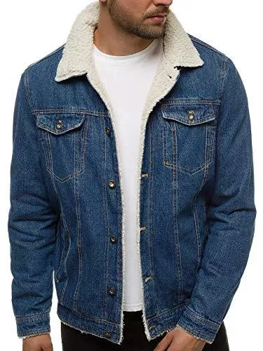 OZONEE Jacken OZONEE Herren Jeansjacke Jacke Jeans Winterjacke Gefüttert Übergangsjacke Herbstjacke Vintage Herrenjacke Winter Übergangs Denim Bikerjacke Sherpa Jacket