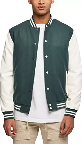 Urban Classics Jacken Urban Classics Herren Jacke Oldschool College Jacket, modische Jacke für Männer im College Look mit Ärmeln aus Kunstleder,Größen XS-5XL, in verschiedenen Farben erhältlich