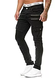 OneRedox Jeans OneRedox Herren Jeans Denim Slim Fit Used Design Modell 5161 Schwarz