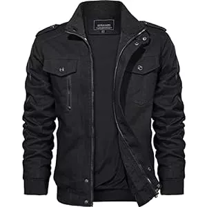 KEFITEVD Jacken KEFITEVD Herren Übergangsjacke Militär Jacke Stehkragen Fliegerjacke Baumwolle Blouson Bomber Jacke Multi Taschen Armeejacke US Feldjacke