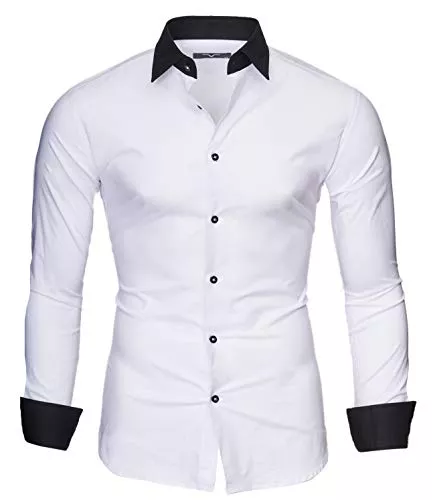 Kayhan Hemden Kayhan Mailand Hemd Herren-Hemd Langarm Slim-Fit Herren Hemden Langarm-Hemden Männer Freizeit-Hemd Business S-6XL