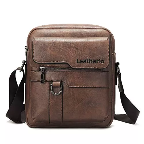 Leathario Taschen & Rucksäcke Leathario Herren Schultertasche Leder Crossbody Tasche für Herren Klein Messenger Tablet iPad 11 Zoll Freizeit Reisen Alltag