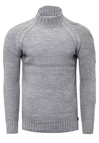 R-Neal Pullover & Strickmode R-Neal Herren Stehkragen Strick Pullover Feinstrick & Grobstrick Strickpullover Langarm mit Individuellem Design 356/358/413/416/411