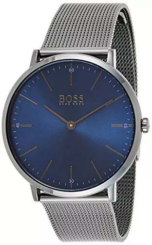 BOSS Uhren BOSS Analog Quarzuhr für Herren mit Graues Edelstahl-Mesh-Gliederarmband - 1513734