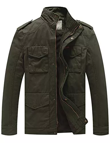 WenVen Jacken WenVen Herren Militär Jacke Fracht Jacke Stehkragen Übergangsjacke Reißverschluss Windbreaker Mantel Klassisch Cargo Stil Oberbekleidung
