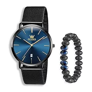 Raitown Uhren Raitown Herren Armbanduhr Edelstahl Wasserdicht Klassische Großes Zifferblatt Minimalistischer Uhr Man Analog Quarz Männer Uhren Blau