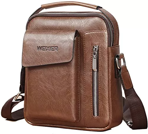 Vohoney Taschen & Rucksäcke Vohoney Herren-Schultertaschen Umhängetasche Herrentasche Klein Crossbody Bag Handtasche Tasche UmhängenMessenger Bag Handgelenktasche Shoulder Bag (Braun Herren-Schultertaschen)