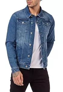 Redbridge Jacken Jeansjacke Herren Denim Übergangsjacke Baumwolle mit Taschen und Knopfleiste Blau