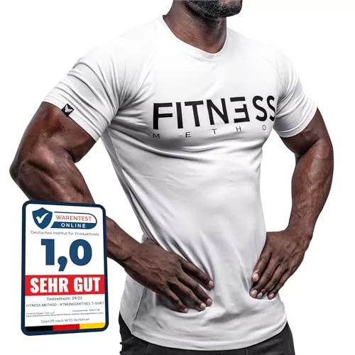 Fitness Method T-Shirts Fitness Method, Sport T-Shirt Herren, Slim-Fit Shirt bequem & hochwertig Männer, Rundhals & Tailliert, Training & Freizeit, Gym & Casual Workout Mann, 95% Baumwolle, 5% Elastan