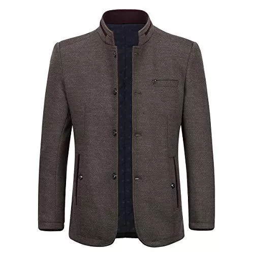 Allthemen Mäntel Allthemen Wintermantel Herren Kurzmantel Slim Fit Mantel mit Stehkragen Wolle Warm Wollmantel Business Freizeit