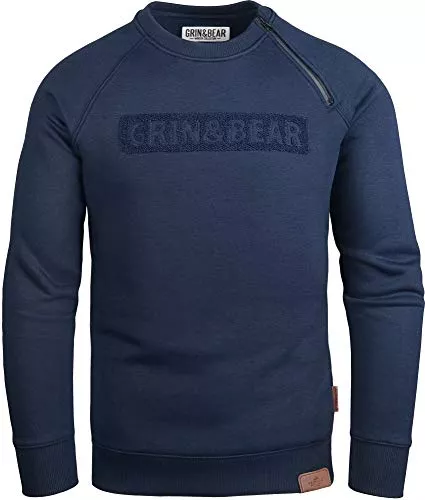 Grin&Bear Pullover & Strickmode Grin&Bear Herren Crew Neck Kapuzenpullover Kapuzenjacke Hoodie mit Design Rubber Zip GEC541