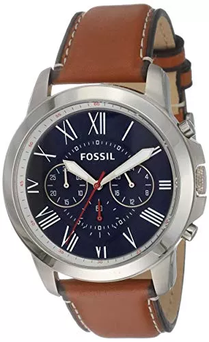 Fossil Uhren Fossil Watch for Men Grant, 44mm case Size, Quartz Chronograph Movement, Genuine Leather Strap