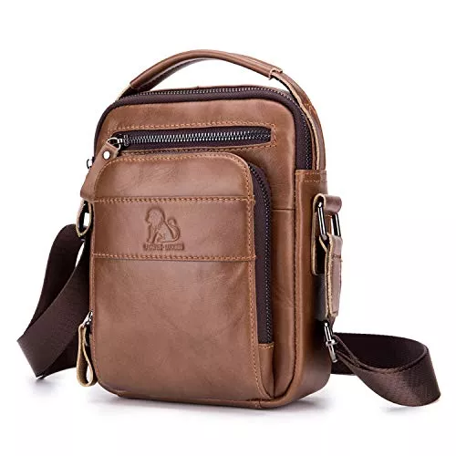 BAIGIO Taschen & Rucksäcke BAIGIO Leder Umhängetasche Herren Schultertasche Vintage Männer Tasche Crossbody Bag Herrentasche zum Umhängen Ledertasche mit Abnehmbarem Gurt für Business Arbeit Reise