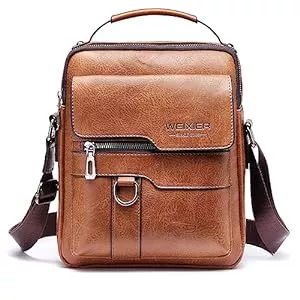 A-QMZL Taschen & Rucksäcke Umhängetasche Herren Schultertasche Herrentasche Klein Vintage PU Leder Crossbody Herren Tasche Umhängen Handtasche Männer für Arbeit, Schule, Alltag