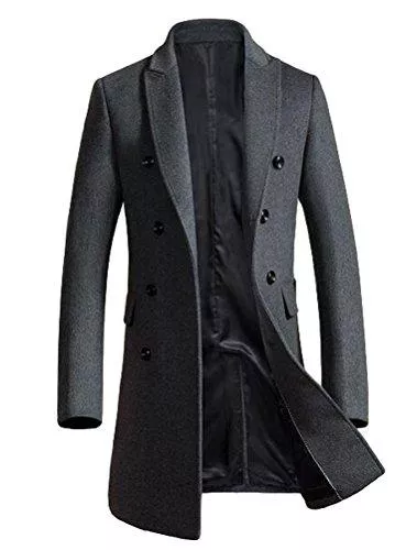 FTCayanz Mäntel FTCayanz Herren Mantel Wintermantel Slim Fit Wollmantel Business Herrenmantel Lange Trenchcoat Jacken