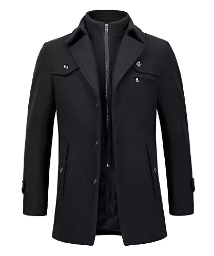 Oralidera Mäntel Oralidera Herren Kurzmantel Wollmischung mit Stehkragen Slim Fit Kurzer Wollmantel Business Herrenmantel Wintermantel Übergangsjacke Winterjacke