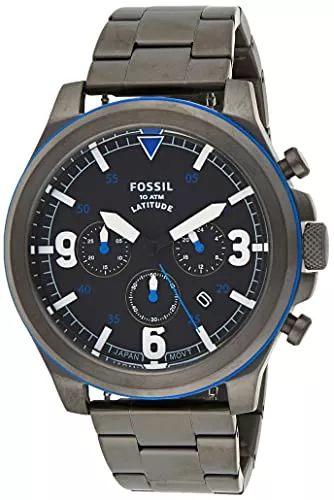 Fossil Uhren Fossil FS5753 Chronograph Uhr Herrenuhr Edelstahl 10bar Analog Chrono Datum grau