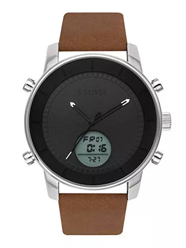 s.Oliver Uhren s.Oliver Time Herren Analog-Digital Quarz Uhr mit Leder Armband