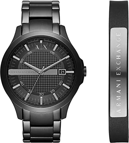 Armani Exchange Uhren Armani Exchange Watch Set for Men, Three-Hand Date Movement Stainless Steel Watch and Bracelet Gift Set