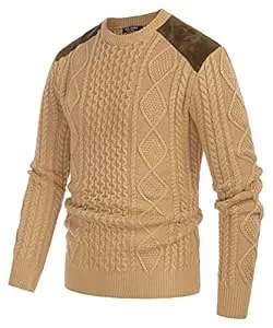 PJ PAUL JONES Pullover & Strickmode PJ PAUL JONES Herren Zopfmuster Pullover Langarm Rippstrickpullover Regular Fit Rundhalsausschnitt Pulli Sweater