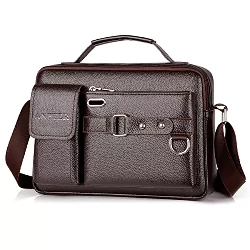 ANPTER Taschen & Rucksäcke ANPTER Umhängetasche PU Leder Herren Schultertasche Herrentasche Shoulder Bag Seitentasche Crossbody Vintage Umhängetaschen Handytasche Messenger Bag Umhängen Tasche