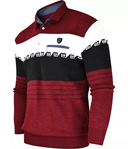 Soltice Pullover & Strickmode Soltice Herren Langarm Sweatshirt, Poloshirts, Winter- Strick- Pullover, Meliert gestreift aus Baumwoll-Mix (M bis 3XL)