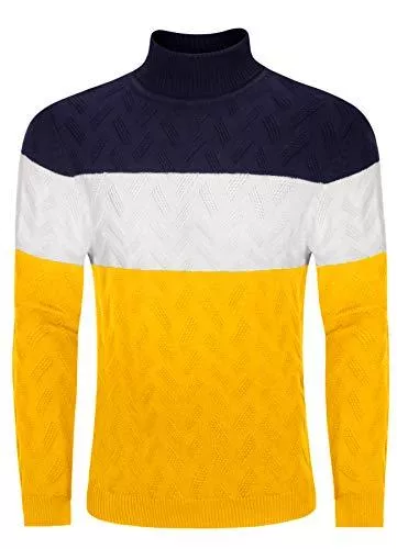 KEFITEVD Pullover & Strickmode KEFITEVD Strickpullover Herren Turtleneck Gestreift Warmer Rollkragenpullover Herbst Winter Baumwolle Sweater mit Kragen