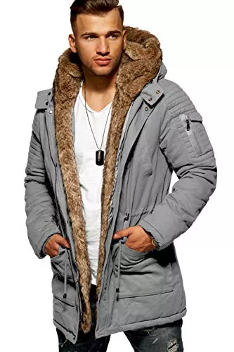 behype. Jacken behype. Herren Winter-Parka Winter-Jacke mit Kunstfell & Kapuze Biker 55-1790