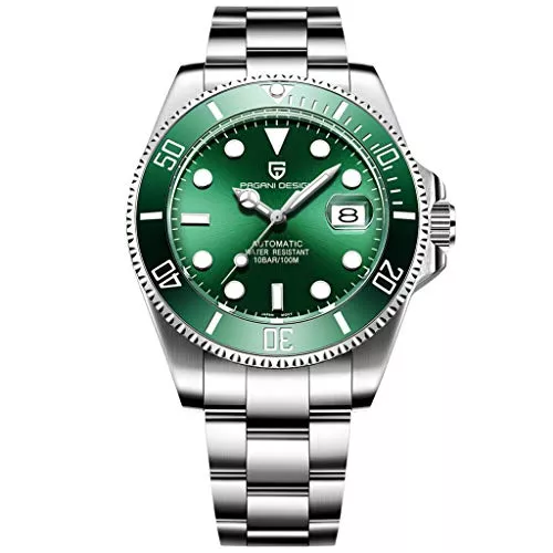 Haiqin Uhren Pagani Design Herren-Armbanduhr, automatisch, mechanisch, NH35A-Uhrwerk, Edelstahl-Armband, Keramik-Lünette, 100 m, wasserdicht,