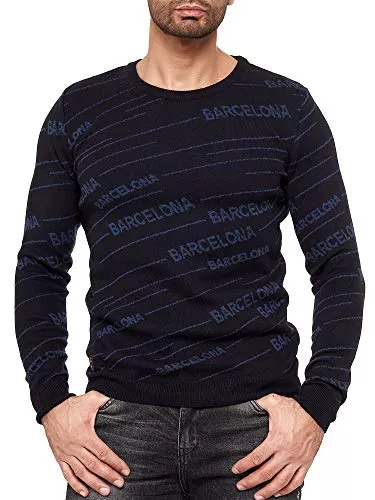 Redbridge Pullover & Strickmode Redbridge Pullover mit Rundhalsausschnitt für Herren Feinstrickpullover Design Barcelona