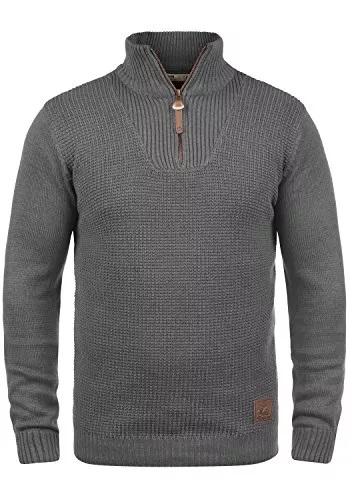 !Solid Pullover & Strickmode !Solid SDTommy Herren Strickpullover Troyer Feinstrick Pullover mit Stehkragen und Reißverschluss