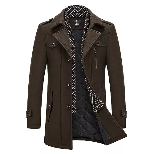 KUDMOL Mäntel KUDMOL Herren Wintermantel Wolle Kurzmantel Stehkragen Wollmantel Mittellang Slim Fit für Business Freizeit Peacoat