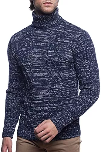 Karl´s People Pullover & Strickmode Karl´s People Herren Strick-Pullover mit Rollkragen • Männer Winter Rollkragen-Pullover • Warmer Herren Rolli stylischer Herren Strick-Pulli • Angenehmer Männer Pulli Grobstrick 7489
