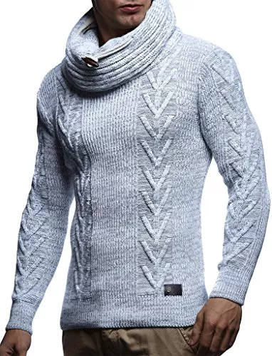 Leif Nelson Pullover & Strickmode Leif Nelson Herren Strick-Pullover Rollkragen Slim Fit für Winter Sommer Basic schwarzer Männer Winterpullover Sweatshirt Langarmshirt Basic Hoodie-Shirt LN7135
