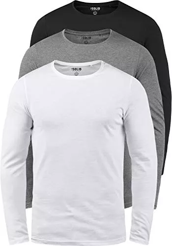 !Solid Langarmshirts !Solid SDBasal Herren Longsleeve Langarmshirt Shirt Basic mit Rundhalsausschnitt im 2er Pack oder 3er Pack