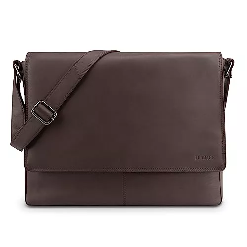 LEABAGS Taschen & Rucksäcke LEABAGS Leder Umhängetasche Herren &amp; Damen I Messenger Bag mit Schultergurt I Echtleder Laptoptasche bis 15 Zoll I Schultertasche I Arbeitstasche I Tragetasche I Handtasche