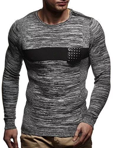 Leif Nelson Pullover & Strickmode Leif Nelson Strickpullover Herren Rundhals - Dünner Männer Strick Pullover für Winter & Sommer - Coole Crewneck Männer Pullover mit Rundkragen