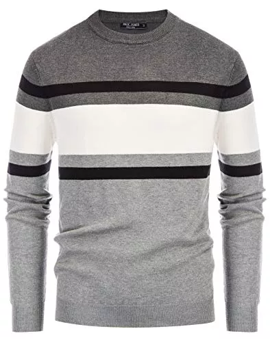 PJ PAUL JONES Pullover & Strickmode PJ PAUL JONES Herren-Pullover, gestreift, Rundhalsausschnitt, Kontrast, Feinstrickpullover