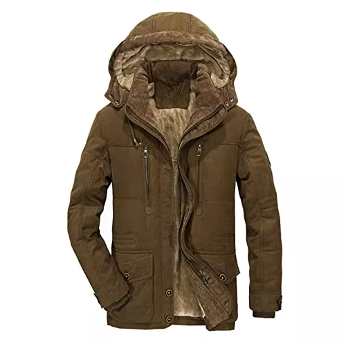 Celucke Jacken Celucke Herren Winterjacke Parka gefütterte Kapuze Jacke Männer Winterparka Dicke Kapuzenjacke Warm Wintermantel