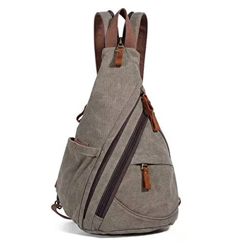 KL928 Taschen & Rucksäcke KL928 Canvas Sling Bag Rucksack Damen und Herren – Schulterrucksack Umhängetasche Crossbag Verstellbarem Schultergurt Perfekt für Outdoorsport, Wandern, Radfahren, Bergsteigen, Reisen